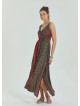 P V Neck Double Breasted Long Tile Dress 4559